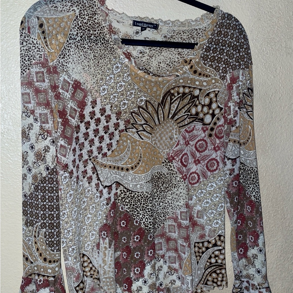 Womens blouse xl light weight ruffle sleeve